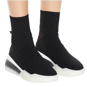 Stella McCartney Sock Trainer Stretch Knit Chunky Sole Sneakers, Black/ White